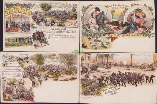 161279 4x AK Litho Gedenkfeier Deutsch Französicher Krieg 1870 - 1895 Sedan