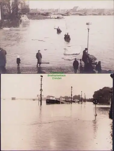 161290 2 AK Dresden Hochwasser 1958 Terassenufer Dampfschiff Anlegestelle