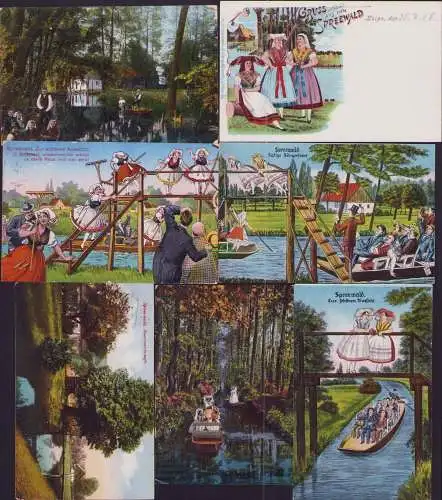 165047 7 AK Litho Spreewald  Trachten um 1900 Sängerfahrt Schöne Aussicht