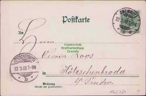 165090 AK Gruss aus Chemnitz 1900 Gesamtansicht von Norden