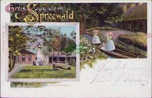 165075 AK Gruss aus dem Spreewald Pohlenzschänke Hermann Seibt, Meissen.