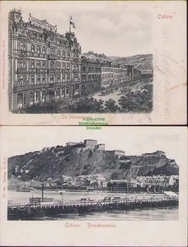 165142 2 AK Koblenz Coblenz 1900 Die Schlossstrasse Ehrenbreitstein 1901