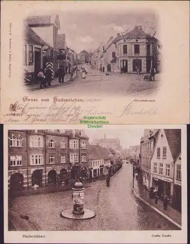 165106 2 AK Hadersleben Große Straße 1899 und um 1920