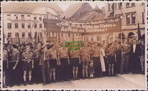 161263 AK Weißenfels 1952 Fotokarte Brücke des Friedens Aufbau des Sozialismus