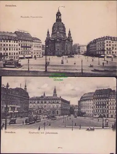 160842 2 AK Dresden Neumarkt Frauenkirche Johanneum um 1900