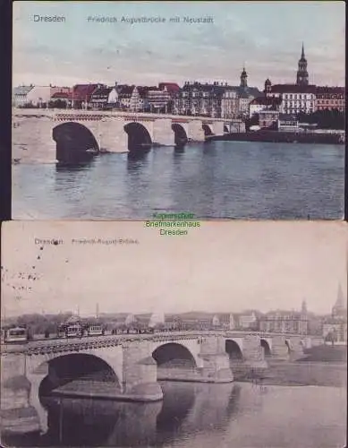 161203 2 AK Dresden 1915 1920 Friedrich Augustbrücke mit Neustadt