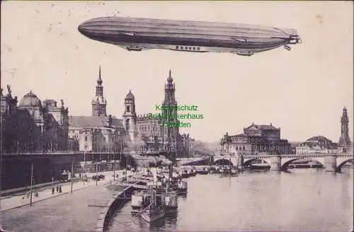 161193 AK Luftschiff Viktoria Luise über Dresden 1914 Fotomontage