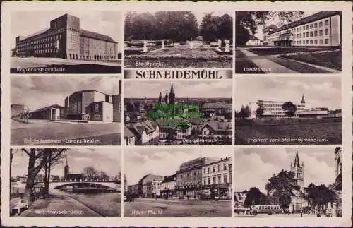 160980 AK Schneidemühl Pila 1942 Stadtpark Regierungsgebäude Landeshaus