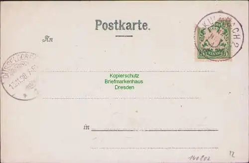 160802 AK Kulmbach Litho 1898 Realschule Vereinshaus Kunstbrunnen Bier Brauer