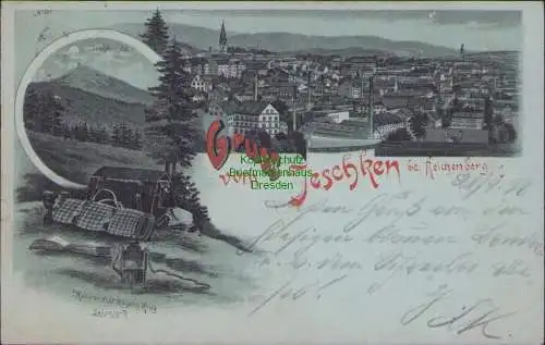 160817 AK Jeschken bei Reichenberg 1898 Litho Mondscheinkarte