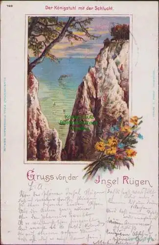 160907 AK Königstuhl Schlucht Insel Rügen 1899 Bahnpost Stralsund Sassnitz