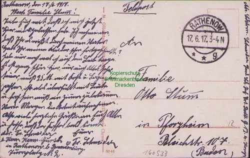 160933 AK Rathenow Feldpost 1917 An der Havel Lagerhäuser