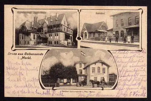 81951 AK Gelbensande Bahnhof Jagdschloss Gasthof Müller 1921