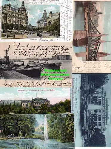 114415 6 Ansichtskarte Frankfurt Main Rossmarkt 1901 Hafen Palmengarten Eiserner Steg