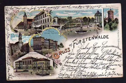 112578 AK Fürstenwalde Spree 1898 Litho Gymnasium Rathaus Domkirche Kaiserplatz