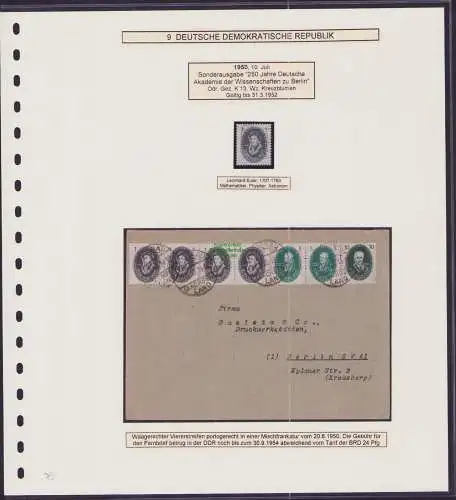 B-50087 Brief DDR 261 1 Pfennig Leonhard Euler Heidenau Sachsen Land 1950