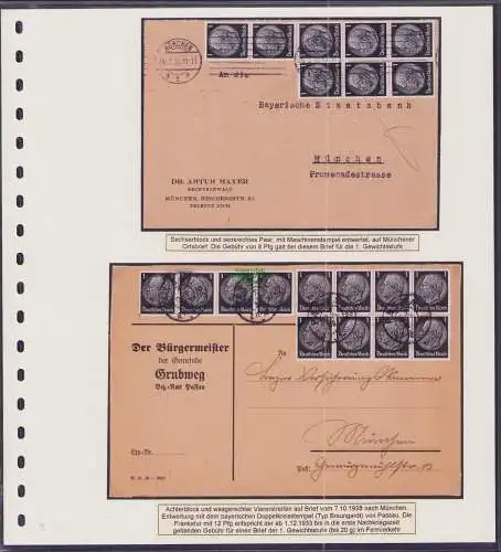 B-50077 2x Brief 1 Pfennig Hindenburg DR 512 MeF 8x Ortsbrief München 12x Fern