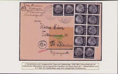 B-16548 Brief DR Deutsches Reich mit 12x 1 Pfennig Hindenburg Rattiszell nach St