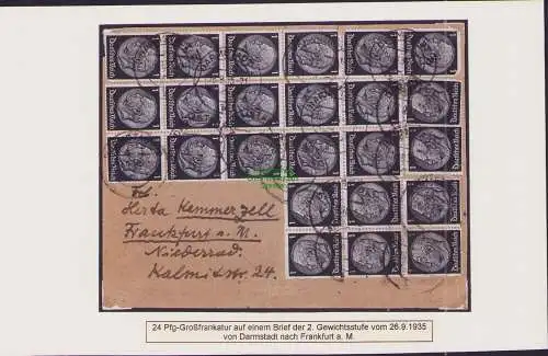 B-16547 Brief DR Deutsches Reich mit 24x 1 Pfennig Hindenburg Darmstadt nach