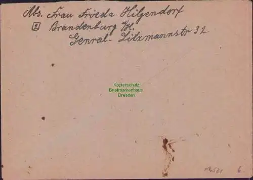 B-16531 SBZ Gebühr bezahlt Brief Brandenburg Havel 1945 nach Berlin