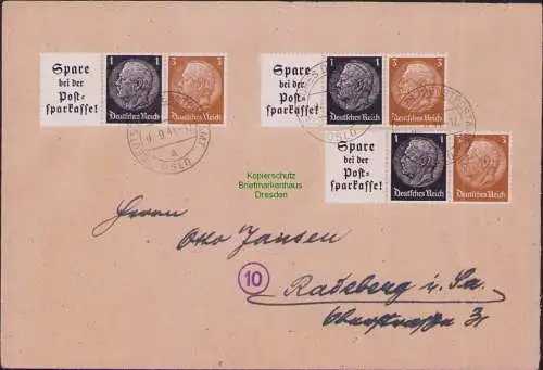 B-16500 Brief DR Hindenburg ZD Stempel Deutsches Dienstpostamt Oslo 1944 MeF