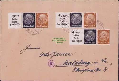 B-16499 Brief DR Hindenburg ZD Stempel Deutsches Dienstpostamt Oslo 1944 MeF