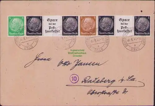 B-16497 Brief DR Hindenburg ZD Stempel Deutsches Dienstpostamt Oslo 1944