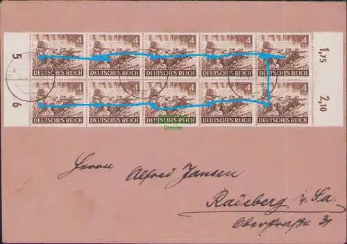 B-16481 Brief DR 10x 832 MeF Mehrfachfrankatur Berlin Spandau nach Radeberg 1943