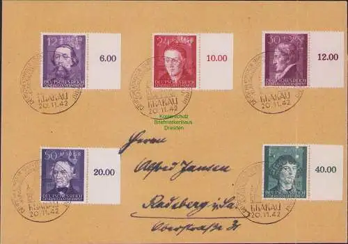 B-16476 Generalgouvernement 96 - 100 Satzbrief FDC SST Krakau 20.11.42 1942