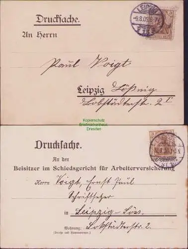 B-16475 2x Drucksache Dresden 1906 Schiedsgericht Arbeiterversicherung Leipzig