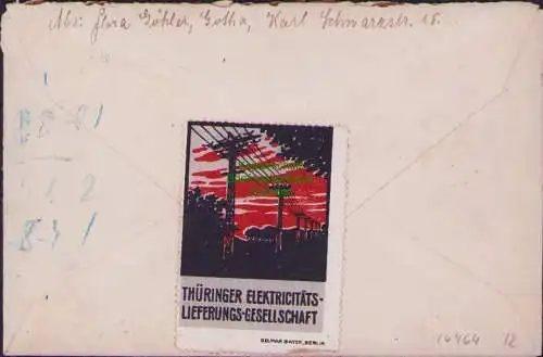 B-16464 DR Deutsches Reich Brief mit Inhalt Gotha 1913 Vignette Thüringer Elekri