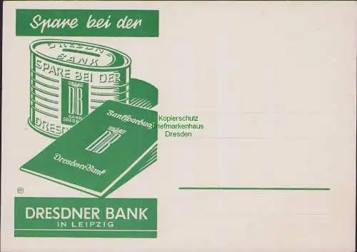 B-16463 Postkarte Werbung Reklame Dresdner Bank in Leipzig Humor Hahnenfrühling