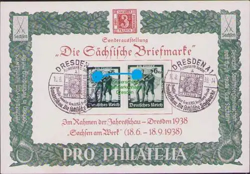 B-16457 DR Deutsches Reich Gedenkblatt Dresden Sachsen am Werk 1938 Sondera