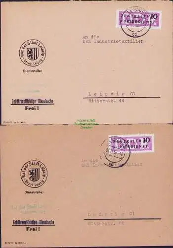 B-16434 2x Brief DDR ZKD 1956 Leipzig Plankommision Rat der Stadt Ortsbrief