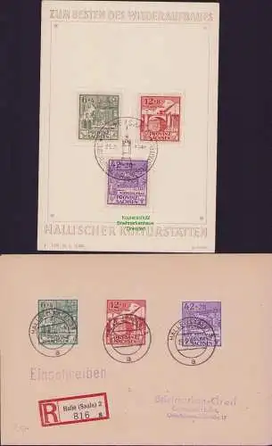 B-16424 Gedenkblatt Halle Saale SBZ 87-89 A Für den Wiederaufbau Kulturstätten