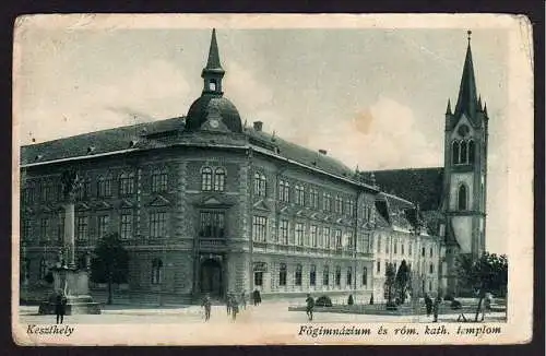 50748 AK Keszthely Fögimnazium es rom. kath. Templom 1928