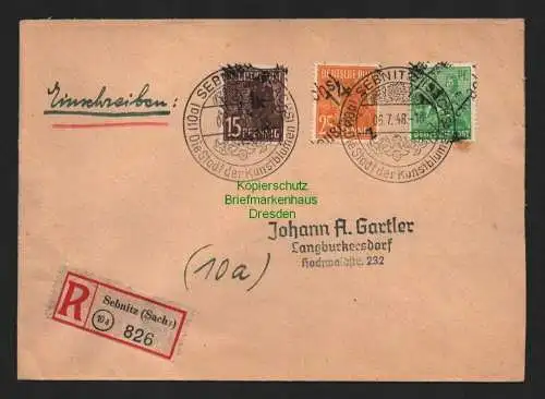 h4273 SBZ Bezirkshandstempel Bezirk 14 Brief Neustadt Sachs. 06.7.48 15 25 84 Pf