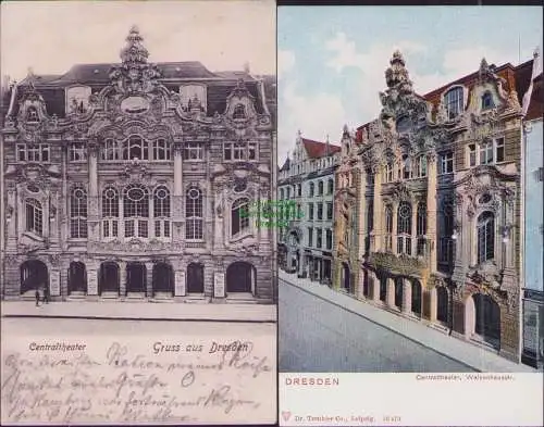 171960 2 AK Dresden 1903 Centraltheater Waisenhausstr. Verlag Dr. Trenkler Co.