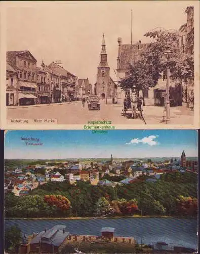 171942 2 AK Insterburg Ostpreußen Tschernjachowsk Alter Markt 1913 Bahnpost