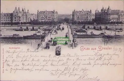 171900 AK Gruss aus Dresden Sachsenplatz 1898 Verlag Römmler & Jonas