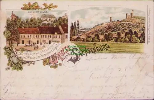 171895 AK Litho SACHSENBURG Heldrungen 1896 GASTHAUS zu den DREI SCHWÄNEN