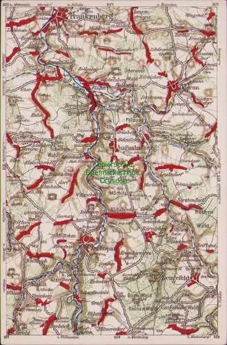 171877 Wona Landkarten AK 874 Frankenberg Flöha Öderan Augustusburg Dittersdorf