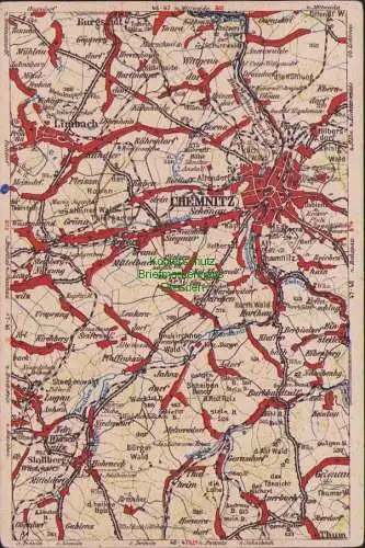 171876 Wona Landkarten AK 47-47 873 Chemnitz Stollberg Limbach Burgstädt Thum