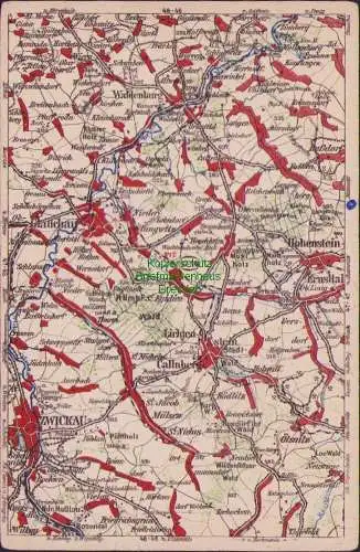 171875 Wona Landkarten AK 47-46 872 Glauchau Waldenburg Zwickau Hohenstein Erns