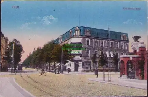 171819 AK Tilsit Bahnhofstrasse um 1915 Regierungsbezirk Gumbinnen Ostpreußen