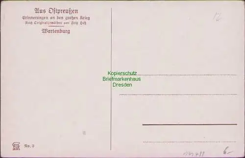 171799 AK Aus Ostpreußen Erinnerungen an den großen Krieg Wartenburg  Fritz Haß