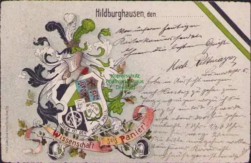 171662 AK Hildburghausen Studentika 1907 Wissenschaft Seis Panier