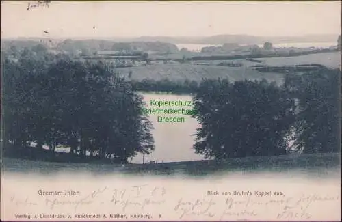 171659 AK Gremsmühlen 1903 Blick von Bruhn's Koppel aus Verlag u. Lichtdruck v.