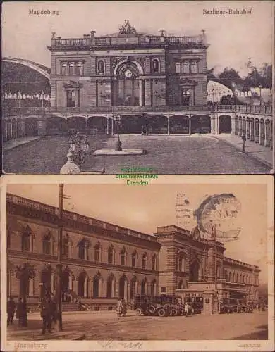 171642 2 AK Magdeburg Berliner-Bahnhof 1931 Bahnhof 1924