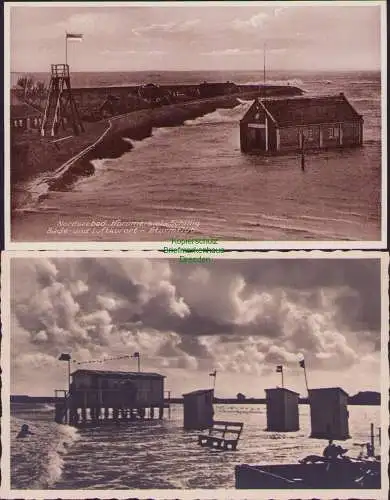 171634 2 AK Nordseebad Horumersiel Schillig Bade-und Luftkurort-Sturmflut 1936